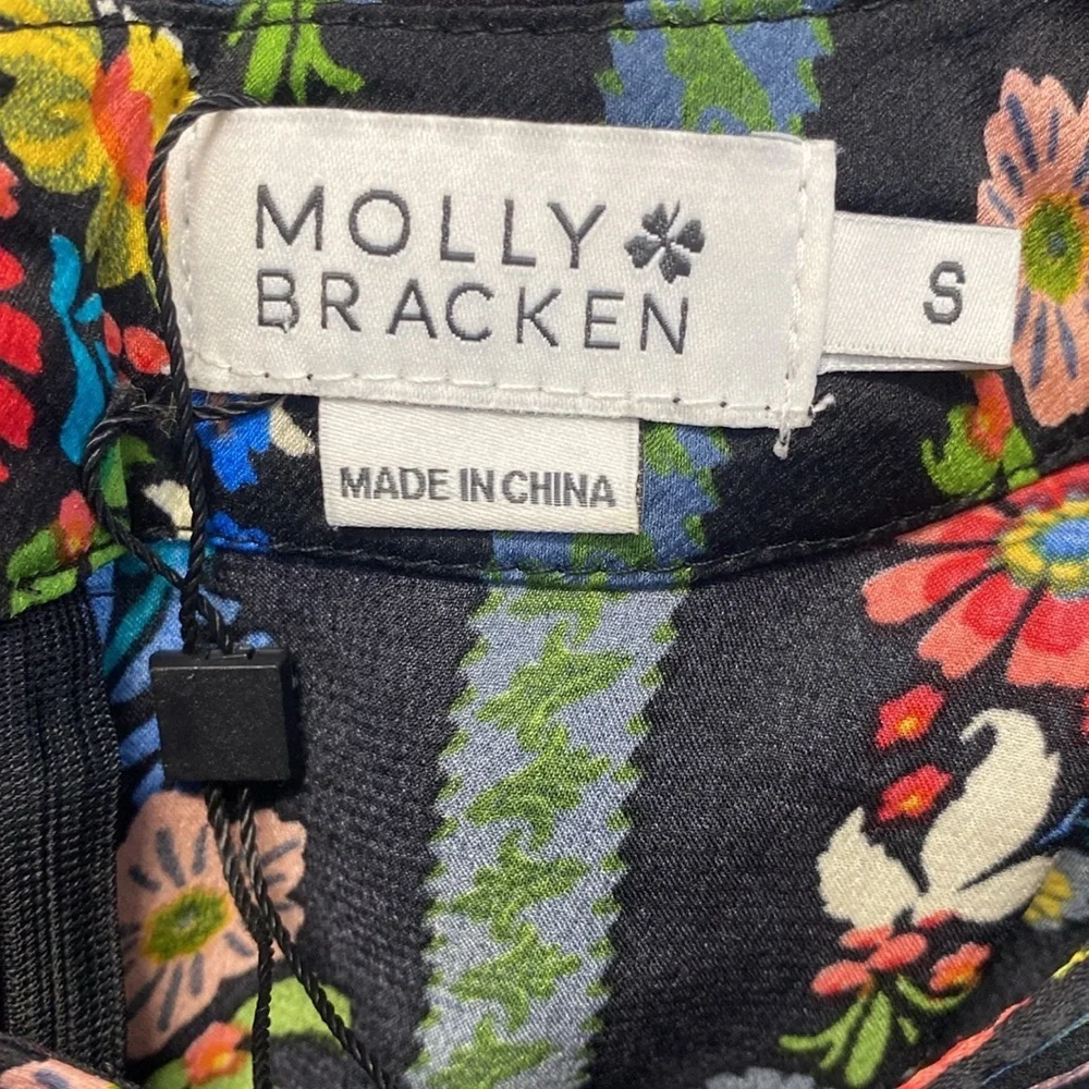 Molly Bracken Anthropology Mock Neck Long Sleeve Floral Blouse Size S - Picture 9 of 9
